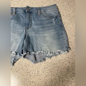 Seven Women’s Cut Out Jean Shorts Vintage Wash Fringe Cut Out -SZ 10